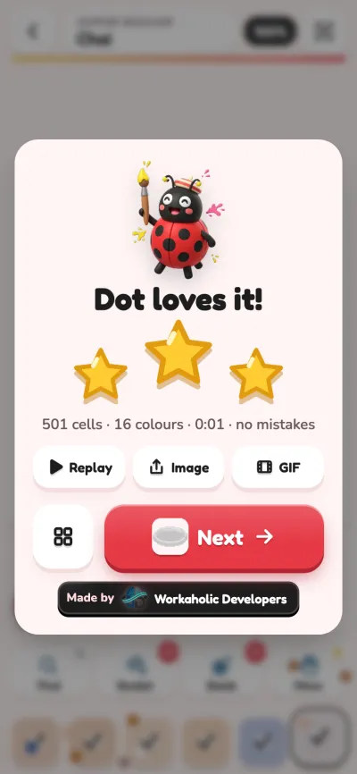 Three stars after finishing a picture