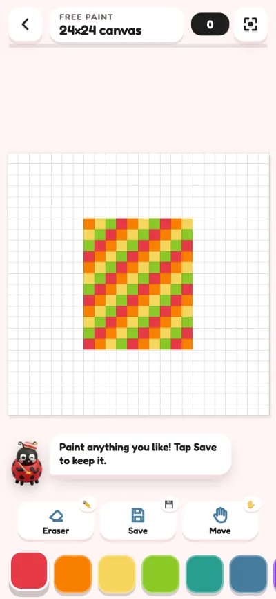 Free paint on a blank pixel canvas